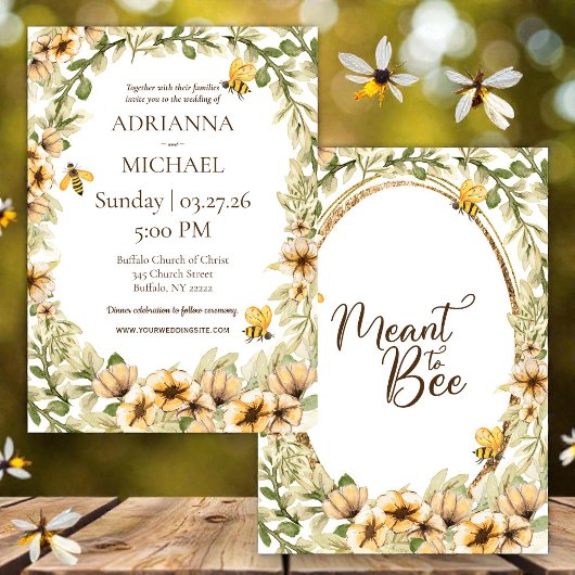 Faire-part de mariage Rustique Jaune Meant to Bee