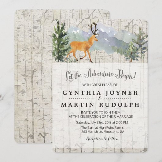 Faire-Part de Mariage Rustique 'L'Aventure Commenc (Devant / Derrière)