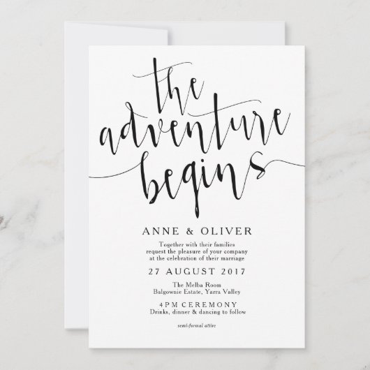 Faire-part de mariage rustique L'aventure commence (Devant)