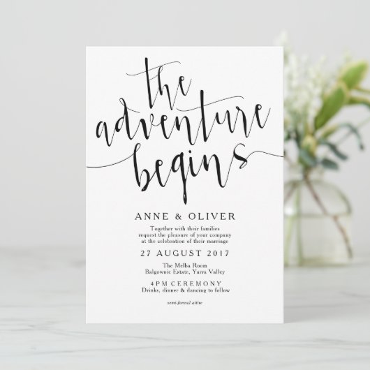 Faire-part de mariage rustique L'aventure commence (Debout devant)