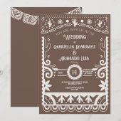 Faire-part de mariage rustique marron et blanc Pap (Devant / Derrière)