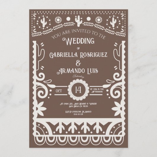 Faire-part de mariage rustique marron et blanc Pap (Devant)