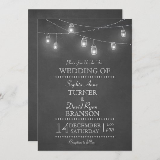 Faire-part de mariage rustique Mason Jar (Devant / Derrière)