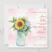 Faire-part de mariage rustique Mason Tournesol Jar (Devant)