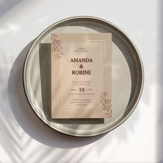 Faire-part de mariage rustique minimaliste