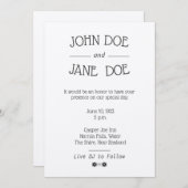 Faire-part de mariage rustique minimaliste avec lo (Devant / Derrière)