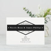 Faire-part de mariage rustique moderne noir et bla (Debout devant)