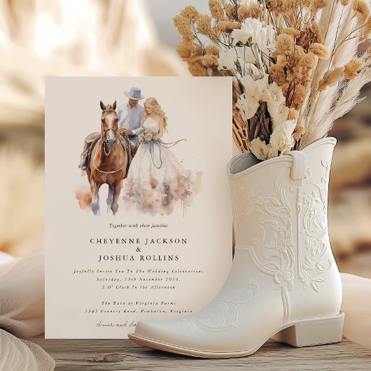 Faire-part de mariage rustique moderne western