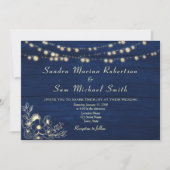 Faire-part de mariage Rustique Navy avec guirlande (Devant)