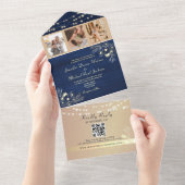 Faire-part de mariage rustique Navy avec QR Code (Déchirure)