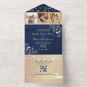 Faire-part de mariage rustique Navy avec QR Code (À l'intérieur)