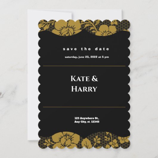 Faire-part de mariage rustique noir et blanc (Devant)