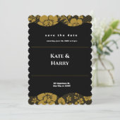 Faire-part de mariage rustique noir et blanc (Debout devant)