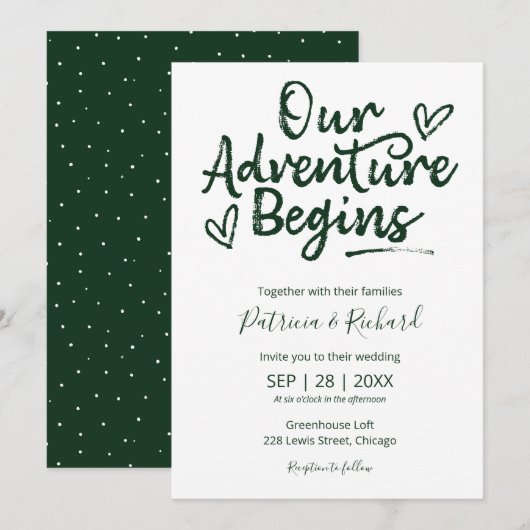 Faire-Part de Mariage Rustique 'Notre Aventure Com (Devant / Derrière)