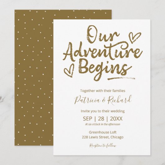Faire-Part de Mariage Rustique 'Notre Aventure Com (Devant / Derrière)