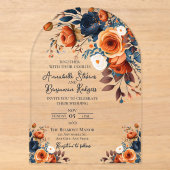 Faire-part de mariage rustique orange brûlé et ble (Recto)