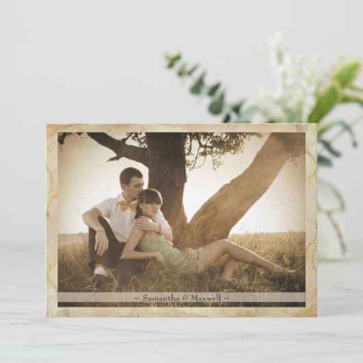 Faire-part de mariage rustique, photo (Debout devant)