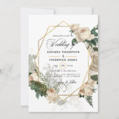 Faire-part de mariage rustique polygonal floral iv (Devant)