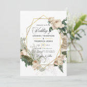 Faire-part de mariage rustique polygonal floral iv (Debout devant)