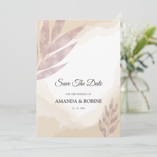 Faire-part de mariage rustique rose pâle (Debout devant)