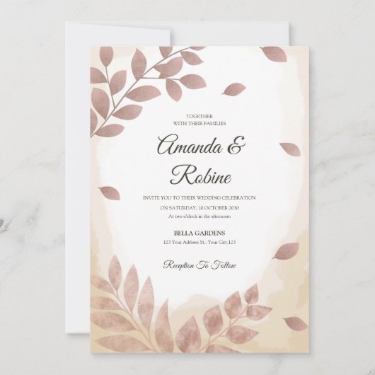 Faire-part de mariage rustique rose pâle (Dos)