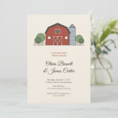 Faire-Part de Mariage Rustique Rouge de Grange de (Debout devant)