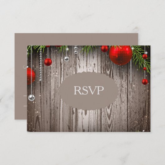 Faire-part de mariage rustique RSVP de Noël (Devant / Derrière)