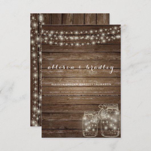 Faire-part de mariage rustique rustique du pot de (Devant / Derrière)