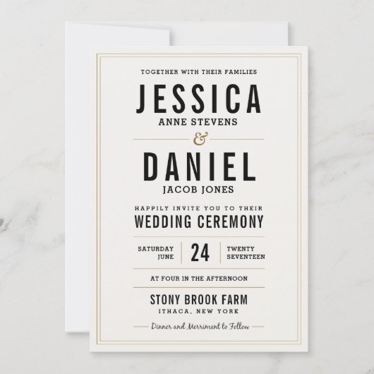 Faire-part de mariage rustique simple (Devant)