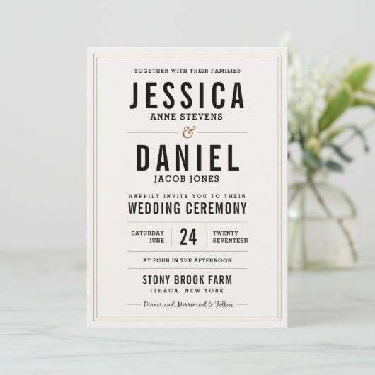 Faire-part de mariage rustique simple (Debout devant)