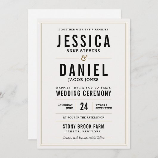 Faire-part de mariage rustique simple (Devant / Derrière)