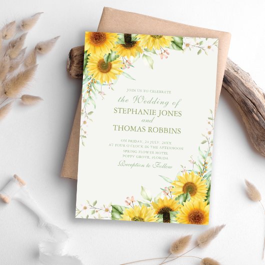 Faire-part de mariage Rustique Soleil de Tournesol