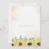 Faire-part de mariage Rustique Soleil de Tournesol (Dos)