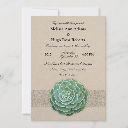 Faire-part de mariage rustique Succulent (Devant)