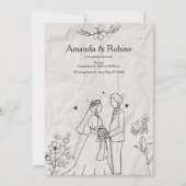 Faire-part de mariage Rustique tirée à la main (Devant)