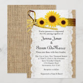 Faire-part de mariage rustique toile de jute, dent (Devant / Derrière)