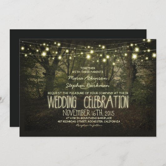 Faire-part de mariage rustique Tree Path (Devant / Derrière)