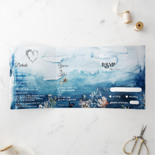 Faire-part de mariage Rustique Tri-Fold Océan