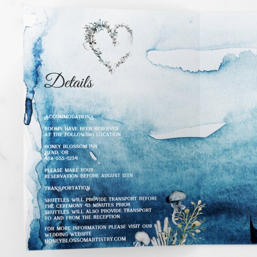 Faire-part de mariage Rustique Tri-Fold Océan (Intérieur en premier)