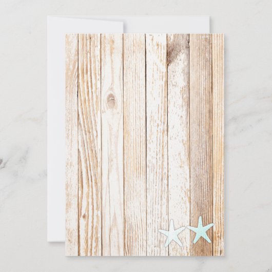 Faire-part de mariage Rustique Turquoise Starfish (Dos)