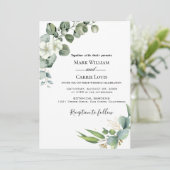 Faire-part de mariage rustique verdure d'eucalyptu (Debout devant)