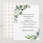 Faire-part de mariage rustique verdure d'eucalyptu (Devant / Derrière)