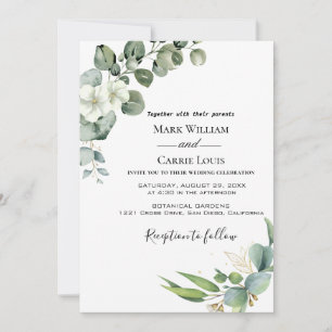 Faire-part de mariage rustique verdure d'eucalyptu