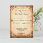 Faire-part de mariage rustique vintage (Debout devant)