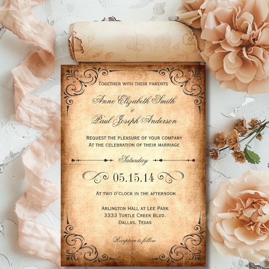 Faire-part de mariage rustique vintage
