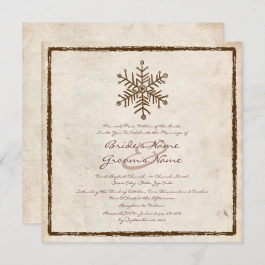 Faire-part de mariage rustique Vintage (Devant / Derrière)