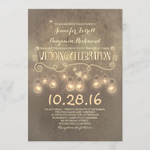 faire-part de mariage rustique Vintage avec lumièr