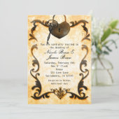 Faire-part de mariage rustique vintage avec serrur (Debout devant)