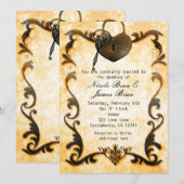 Faire-part de mariage rustique vintage avec serrur (Devant / Derrière)