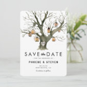 Faire-Part de Mariage Rustique Vintage Chêne Arbre (Debout devant)